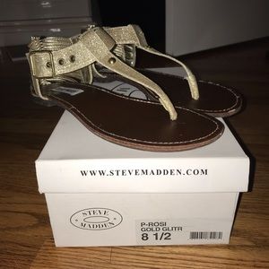 Gold glitter sandals